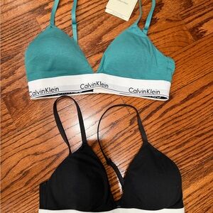 Calvin Klein Teal & Black Bralette Set with Signature Band
